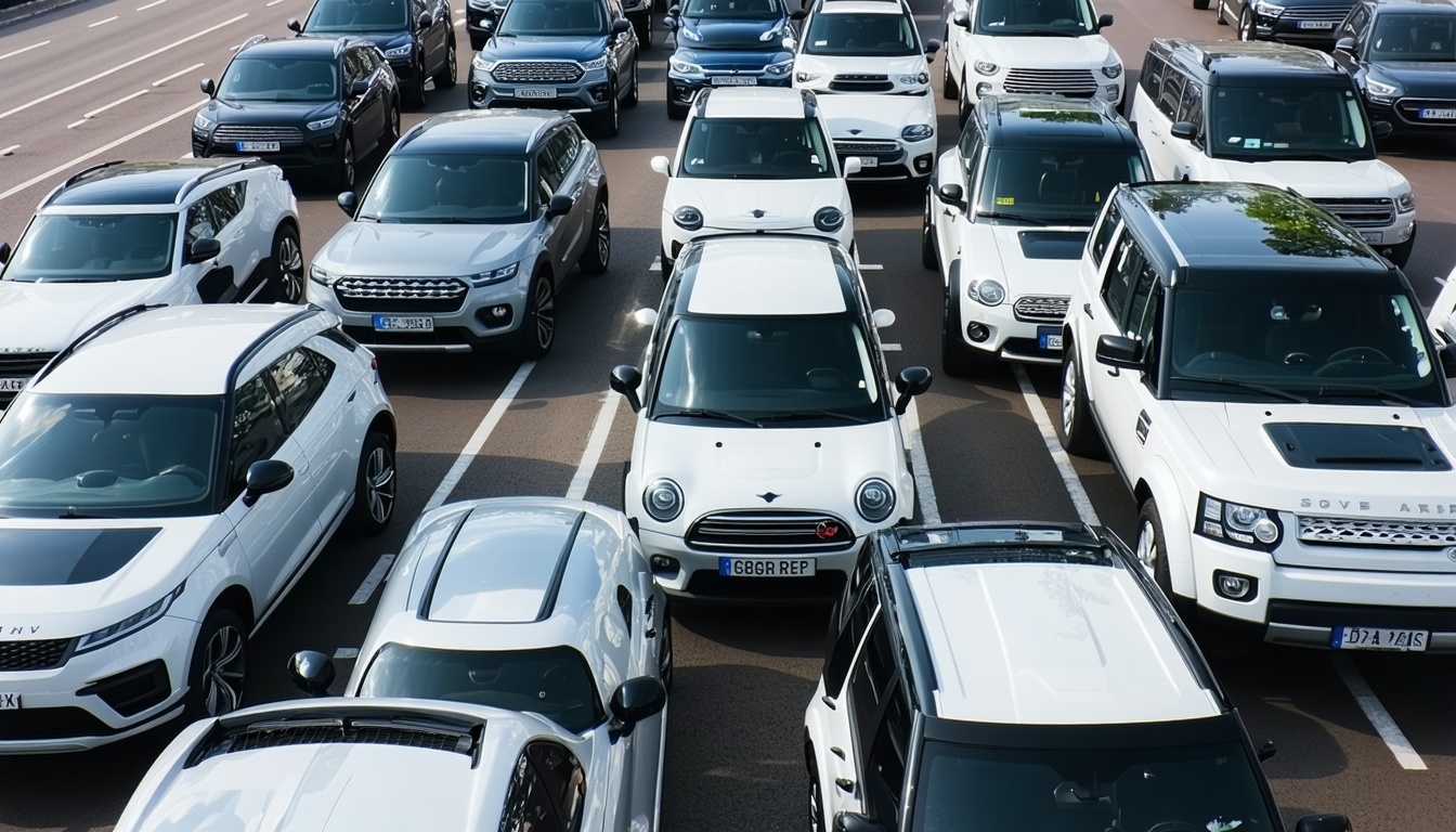 Modern fleet of vehicles for road journeys